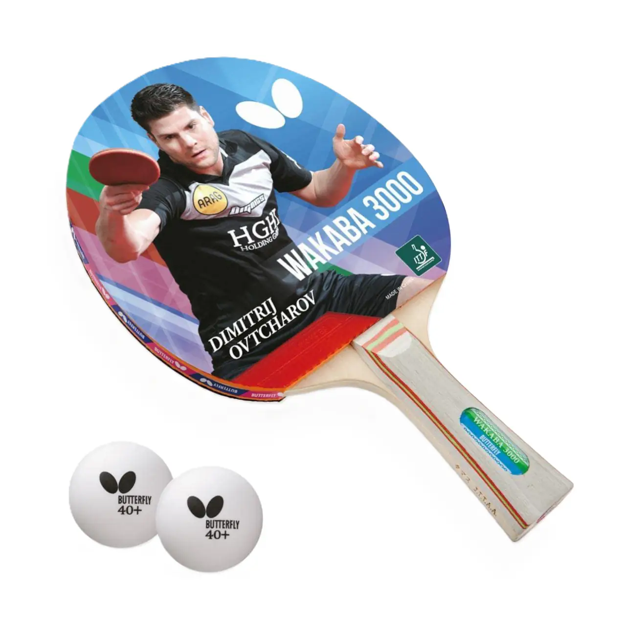 RAQUETA WAKABA 3000 + 2 BOLAS BUTTERFLY